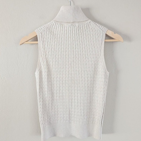 Vtg Wainscott Sleeveless Cable Knit Turtleneck Sweater M Minimalist Quiet Luxury - Picture 2 of 6